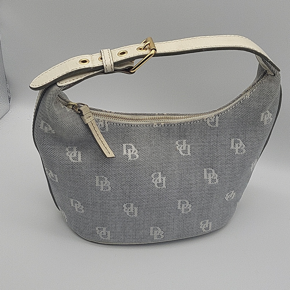 Dooney & Bourke Gray Monogram Hobo with Cream Strap